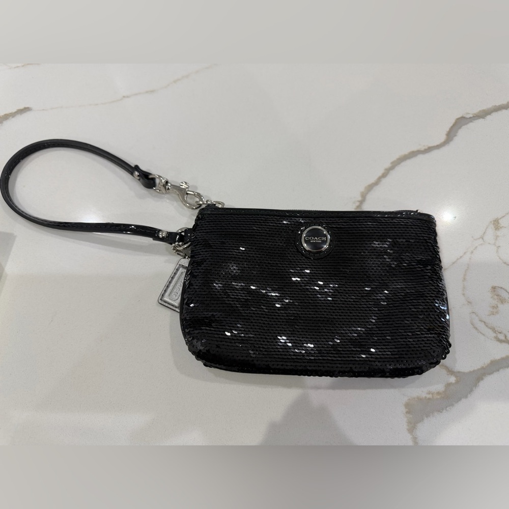Coach Black Sequin Clutch